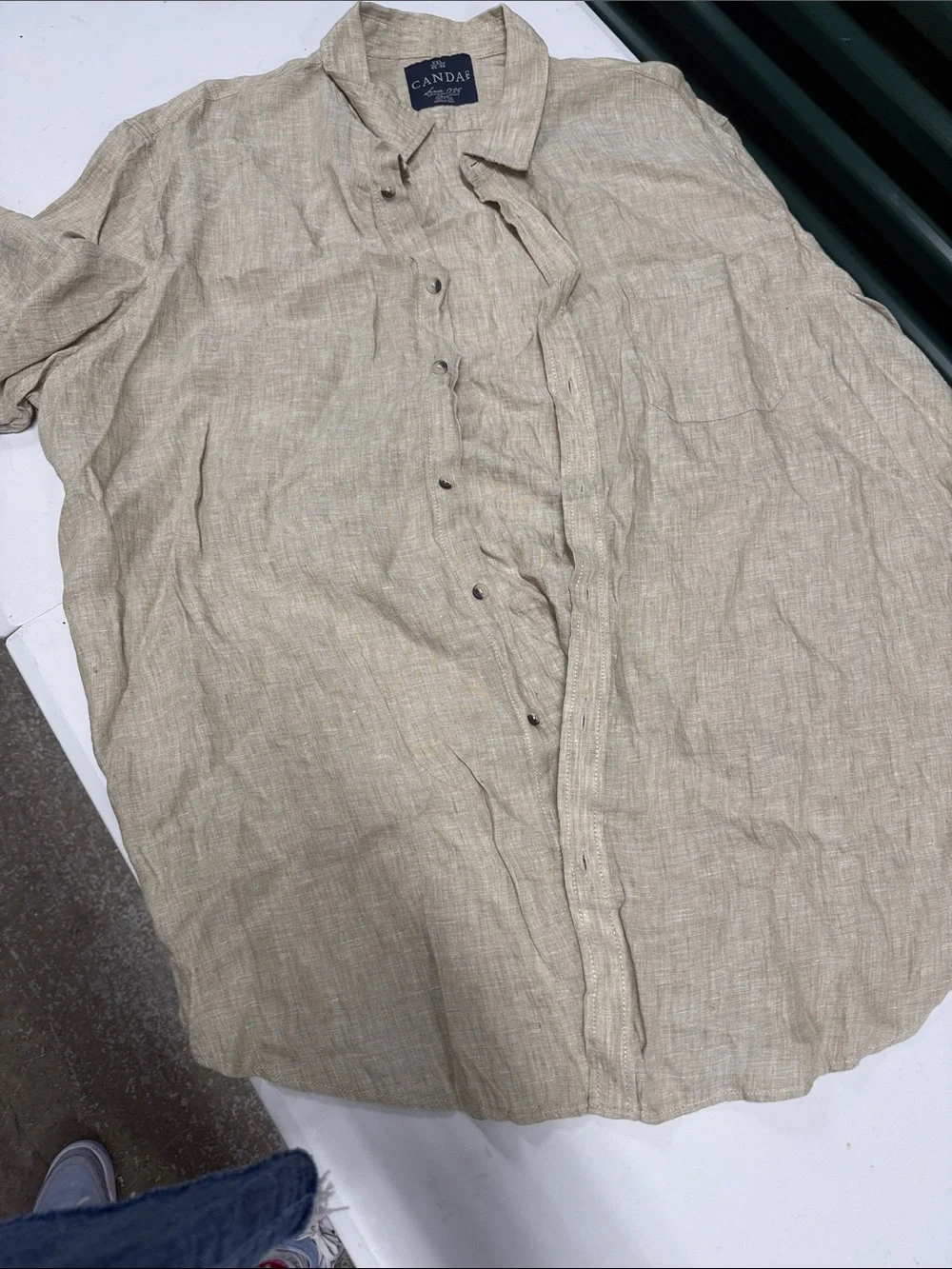 Beige Linen-Blend Men's Shirt